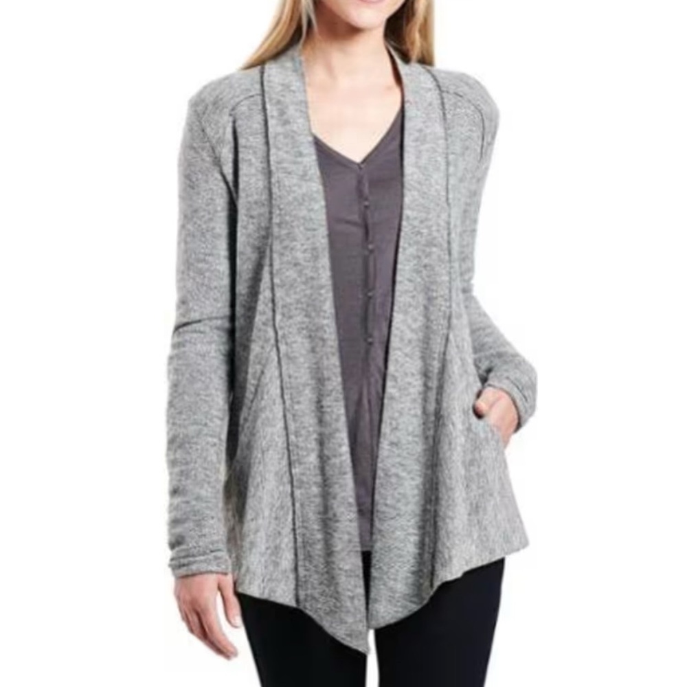 KUHL Nova Cardigan Wool Blend Drape Open Front Ash Gray Size Small